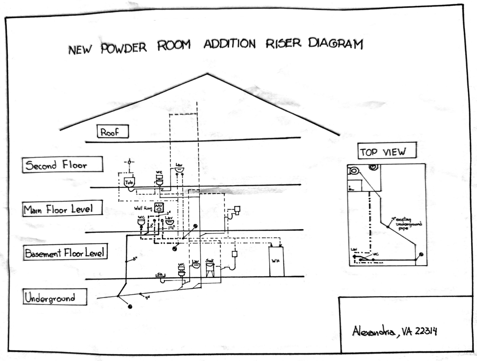 Adding a Powder Room to a Row House in Old Town Alexandria